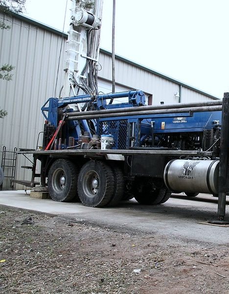 Professional water well drilling rig working at a Butler County property